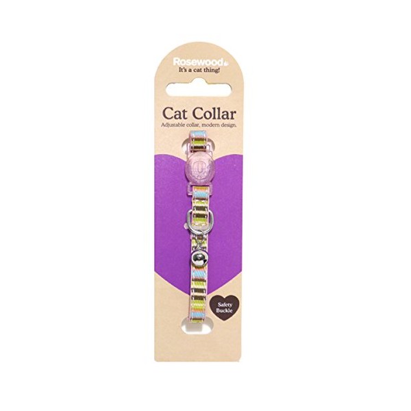 Rosewood Cat Collar, Pink Stripe