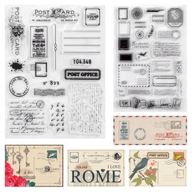 HACRAHO Retro Stamp Silicone Seal，Transparent Stamps Postmarks Postage Postcards Silicone Stamps Card Making Retro Postmark Silicones Clear Stamp Seals DIY Scrapbooks Cards Making Photo Decoration