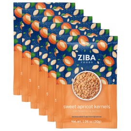 Ziba Foods Wild Grown Sweet Apricot Kernels | Non-GMO, Vegan, Whole 30 Friendly & Keto, Paleo, Dry Roasted Superseed | Wild Grown Superfood Naturally High In Vegan Protein and Omega 3s, Pack of 6