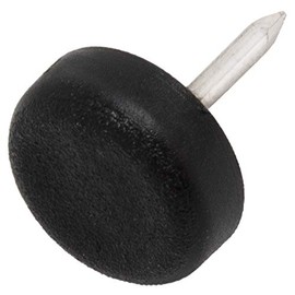 Adsamm® 32 x Plastic Gliders with Nail / Black / Diameter 15 mm / Round / Furniture Gliders with Nail / Furniture and Floor Protection in Adsamm® Quality