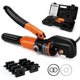 Sanuke Hydraulic Crimping Tool 10 Tons 12 AWG to 2/0 AWG, Battery Cable Lug Wire Terminal Crimper with 9 Die Sets, 1/8” Wire Rope Crimping Tool