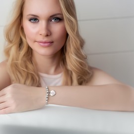 LinnaLove Medical alert bracelets for women Adjustable stainless steel heart medical id bangle bracelets with free engraving blood thinner (Rolo-Silver)