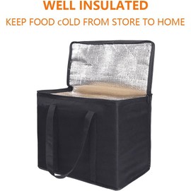 Cool Bag 30L Large Cooler Bag,Thermal Food Delivery Bag,Large Insulated Picnic Lunch Bag,Grocery Shopping Bags, Foldable Cool Box,For Lunch Picnic Camping BBQ Beach Outdoor (Black#1, 41×23×33cm)