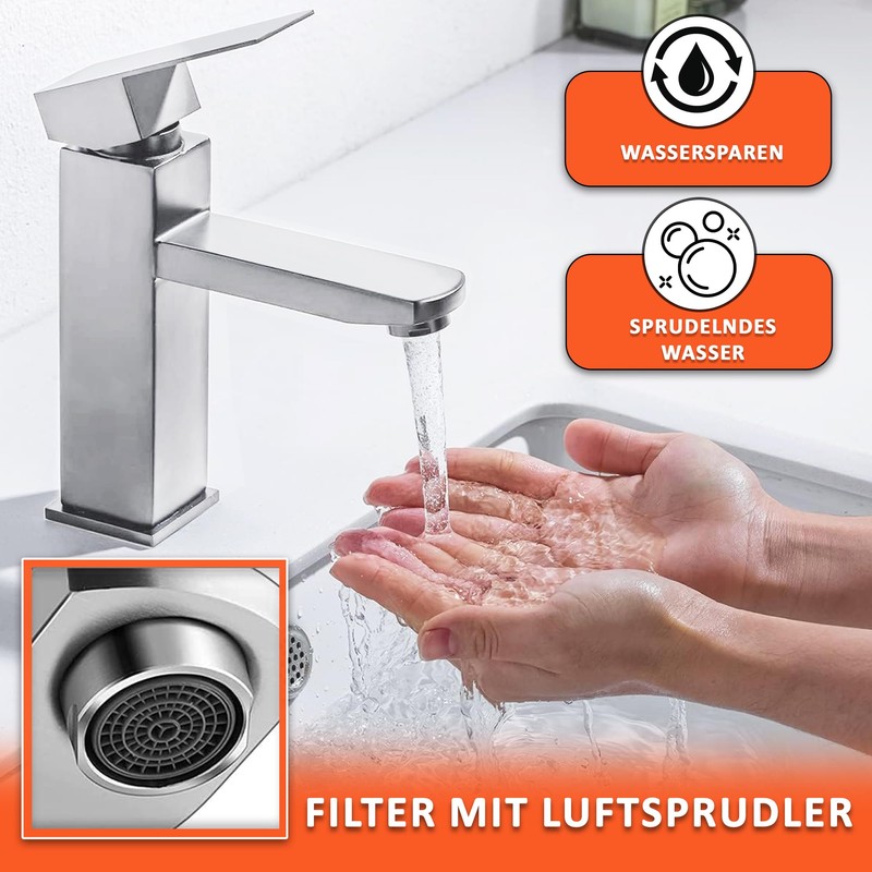 Bathroom Stainless Steel Single Lever Mixer Tap Hot and Cold