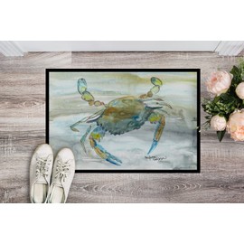 Caroline's Treasures SC2004MAT Blue Crab #2 Watercolor Doormat 18x27 Front Door Mat Indoor Outdoor Rugs for Entryway, Non Slip Washable Low Pile, 18H X 27W