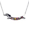 DUOWEI Cute Dachshund Gifts Floral Enamel Dachshund Necklace Pendant Keepsake