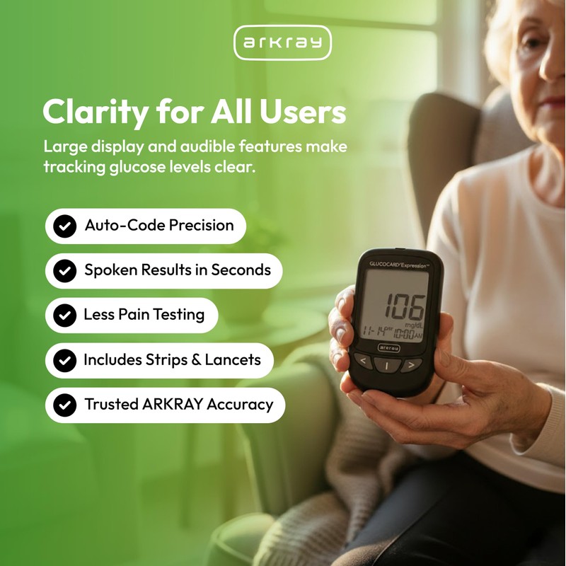 ARKRAY GLUCOCARD Expression Blood Glucose Monitor Kit – Audio-Enabled, Auto-Code