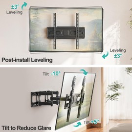 EconoMe Full Motion TV Wall Mount for Most 32-70 inchTVs, with Swivel and Tilt Articulating Arm, Wall Mount TV Bracket Max VESA 400x400, Holds up to 99 lbs, Fits 8", 12", 16" Wood Studs