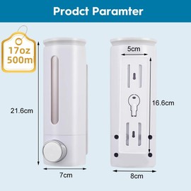 Abriclo Soap Dispenser 500ml Drill Free ABS Hand Soap Shower Dispenser Wall Mount with Adhesive and Screws No Leakage Shampoo and Conditioner Dispenser for Bathroom Kitchen-White