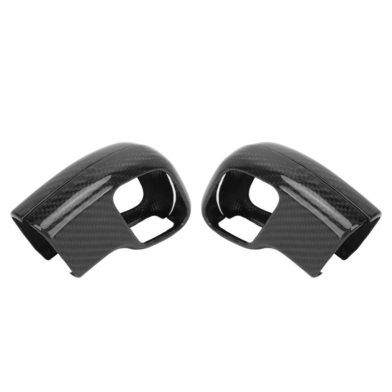 2Pcs Gear Shift Knob Cover Trim Protective Carbon Fiber Gear