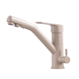 Zeffrary 3 Way Kitchen Tap, 360° Rotating Kitchen Tap, Sink Mixer Tap with Flexible Spout, G3/8 Inch (Beige)