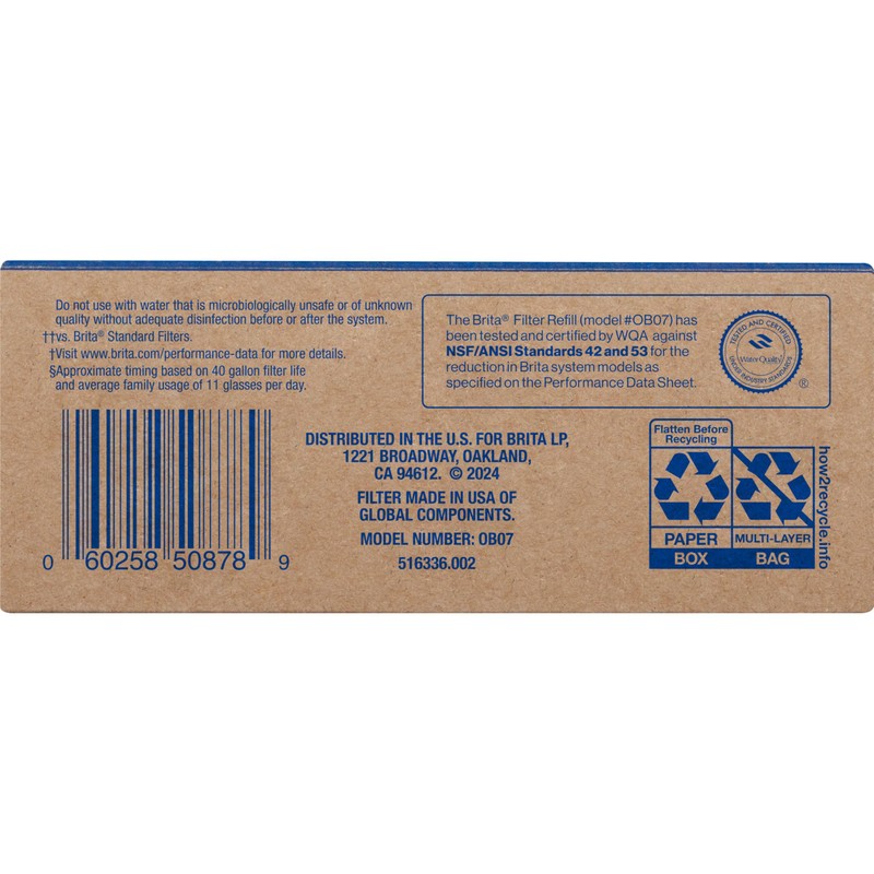 Brita Refillable Water Filter Refill Packs for Pitchers and Dispensers,