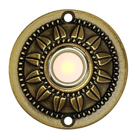 WESUA Wired Iron Classic LED Lighted Doorbell Push Button Switch 2.3" For Chime (Brass)