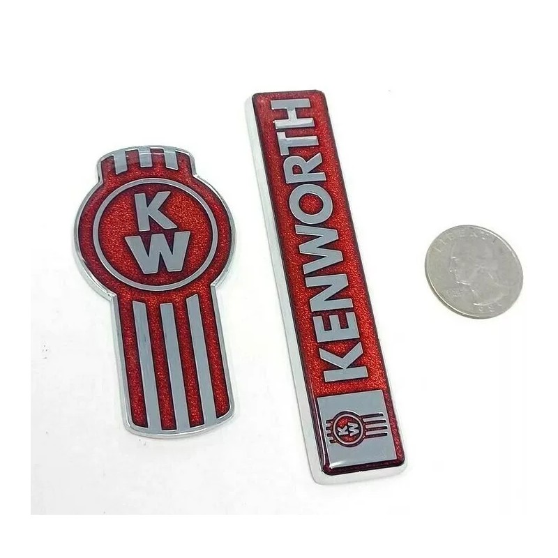 KW kenworth kw emblem metal truck semi chrome set red