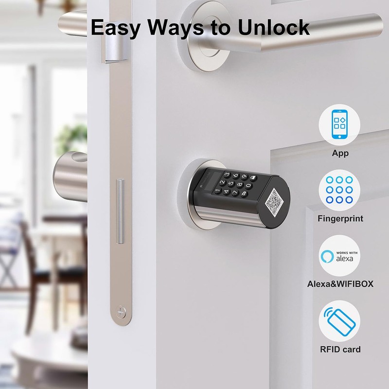 VisorTech Elektronischer Tür-Schließzylinder mit Display, Code, Transponder, App