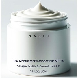 NAELI Face Moisturizer with SPF 30, Anti Aging Collagen & Peptide Cream, Reduces Wrinkles - Lightweight Skin Hydration with Hyaluronic Acid, Paraben Free & Non-Comedogenic Sunscreen, 3.4 oz