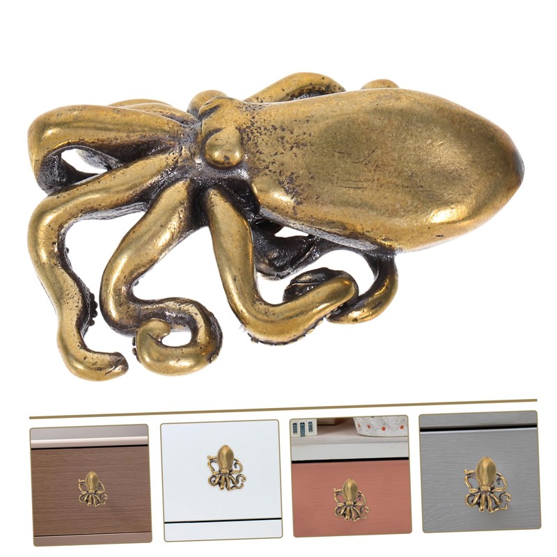 Mipcase Octopus Shape Squid Door Handle Copper Decorative Handles for