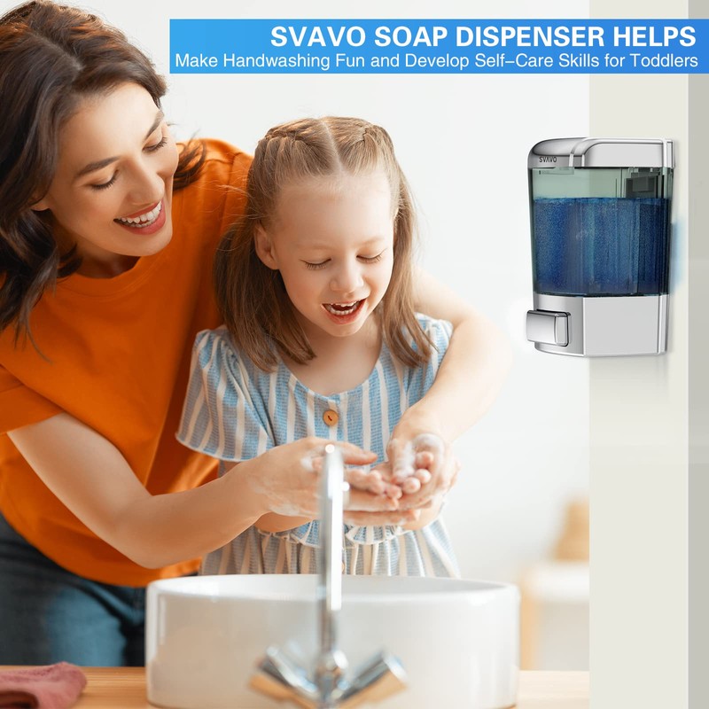 SVAVO Wall Mounted Soap Dispenser Kitchen Bathroom Manual Soap Dispenser