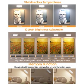 DetarZinLED Rechargeable Wall Sconce with Remote, Battery Operated Wall Light, Wireless Magnetic Wall Lamp, White Wall Lights for Bedroom, Bedside, Kitchen, Cabinet, Living Room