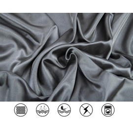 Lanest Housing Silk Satin Sheets, Full Size Satin Bed Sheet Set with Deep Pockets, Cooling Soft and Hypoallergenic Satin Sheets Full - Grey