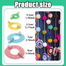 AUPERTO 8 Pcs Pompom Makers 4 Sizes Fluff Ball Bobble Maker Kit Wool Ball Maker Knitted Tools Set Fluff Ball Weaver for Kids Adults DIY Making Pompoms