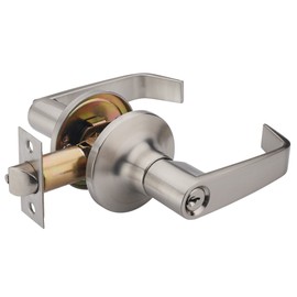 HENYIN Wave Lever Keyed Entry Door Lock/Door Knob Hardware Knob Lever and Closet Leverset (Brushed Nickel)