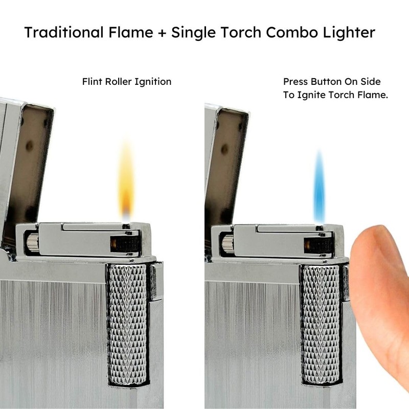 Visol Hubbard Traditional and Torch Flame Refillable Gas Lighter, Flint