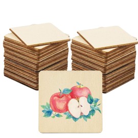 Wooden Discs, Tree Discs, Natural Wood Discs, 30 Pieces, 10 cm, Unfinished Empty Wood Squares Discs, Wood Cutouts Pieces for Laser Projects, DIY Model, Arts and Crafts, Paintings