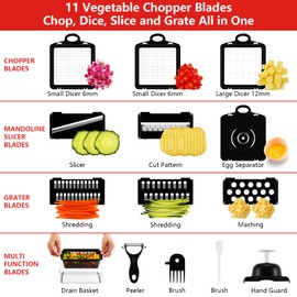Professional Compact Vegetable Chopper, Veggie Chopper, Chopper Vegetable Cutter, Veggie Chopper with Container, Mandoline Slicer Dicer 9 Inserts