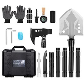 Survival Shovel Multi-Tool, Fixm Folding Shovel Survival Tool Camping Shovels with Storage Bag, Great for Outdoors, Camping, Hiking and Car Emergency