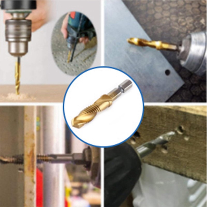 6 Pack Combination Drill Tap Bit Set, Thread Tap Drill