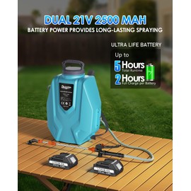 Battery Powered Garden Sprayer 3.2 Gallon, Electric Backpack Sprayer, Weed Yard Lawn Sprayer with 6 Mist Nozzles & Retractable Wand & Adjustable Strap for Lawn, Garden, Yard