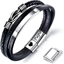 Father's Day Gift for Dad, Leather Bracelet, Father's Day Gift, Engraved "Papa" Leather Bracelet, Gift for Father, Dad, Leather