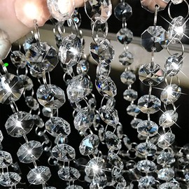 EBETA Pack of 6 1 m Crystal Beads Garland Octagon Curtains Strands Garland Pendant Octagon Beads Crystal Chain Wedding House Christmas Decoration Party Decor