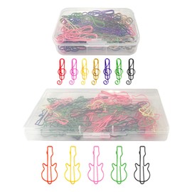 Pack of 100 Paper Clips, Music Note Guitar Paper Clips, Colourful Metal Paper Clips, Multifunctional Paper Clips, Creative Office Stationery Paper Clips