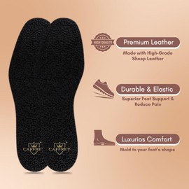 Caffrey Eleganza Noire Premium Sheep Leather Insole – Durable & Elastic, Processed for Softness & Comfort, Expands & Retracts While Walking, High-Grade Leather for Ultimate Foot Support (41-42)