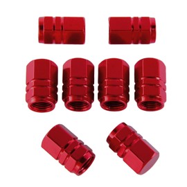 EBOOT 8 Pcs Red Tire Stem Valve Caps Wheel Valve Covers Universal Car Dustproof Aluminum Tire Caps Hexagon Shape for Cars Truck Motorcycle SUV Bike