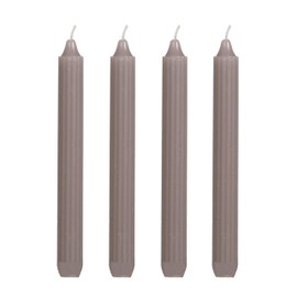 COMFORDER Taper Candles Set, 4 x Table Candles Plain + Ribbed, 20 cm, 7 Hours Burning Time (Taupe)