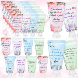 Landhoow 48 Pack Christmas Christian Hand Cream Bulk for Women Travel Hand Lotion Set Religious Bible Verse Gifts Stocking Stuffers for Employee Coworker Team Church Wedding Homeless