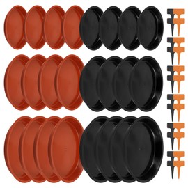 24 Pcs Plant Pot Saucers with Label (6/8/10Inch) Plant Saucer Drip Trays for Plant Round Plant Pot Trays Waterproof Plant Pot Saucers for Indoor Outdoor Garden Decor
