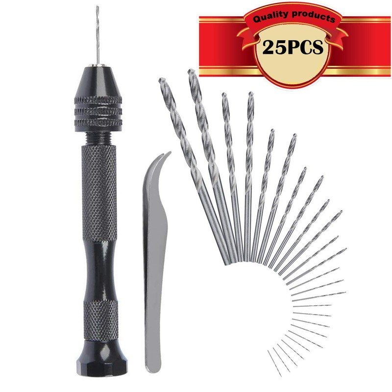 CESFONJER 25 PCS Pin Vice Hand Drill Bits | Micro