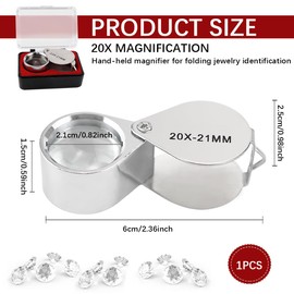 UPIQNG Jewelers Loupe Magnifier Folding Pocket Magnifier Mini Portable Magnifier Metal Jewelers Magnifier Loop for Stamps Coins Rings (20x)