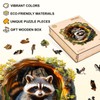Jigfoxy Wooden Puzzle Adults, Raccoon Wooden Puzzle Adult, Unique Wooden