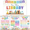 Lalunia 4 Pcs Library Rules Poster (11"x16") - Classroom Library