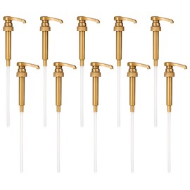 CENPEK Coffee Syrup Pump, Pack of 5, Pump Dispenser, Suitable for Most 750 ml Syrup Bottles, Reusable, Leak-Proof Pump for Coffee Syrup for Home, Gold