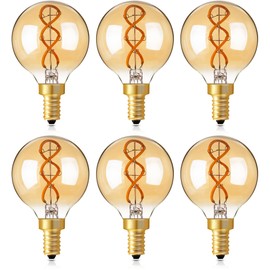 Genixgreen Dimmable LED Candelabra Bulb,Amber E12 LED Bulb Decorative Light Bulbs Antique Style G16.5 Filament for Chandelier Ceiling Fan,25 Watt Equal 3W,Soft White 2200K,180LM,6 Pack