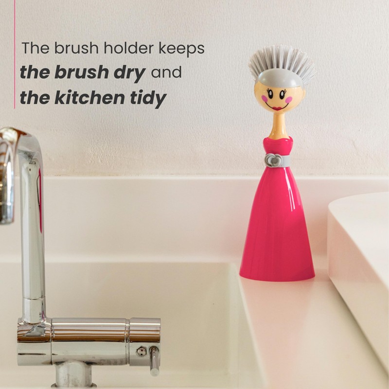 Vigar Dolls Dish Brush with Ergonomic Handle and Dress-Shaped Brush