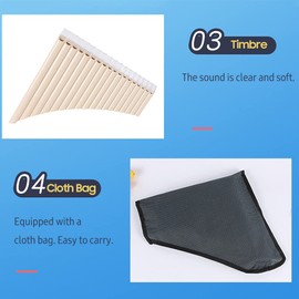 KOCAN 18 Pipe Panpipes C-Tone Pan Flute Pan Flute with Mouthpiece Wind Instrument for Students Beginners with Carry Bag