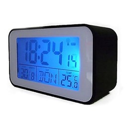 Clock Radio Alarm Clock with Thermometer (SN4491) in Black