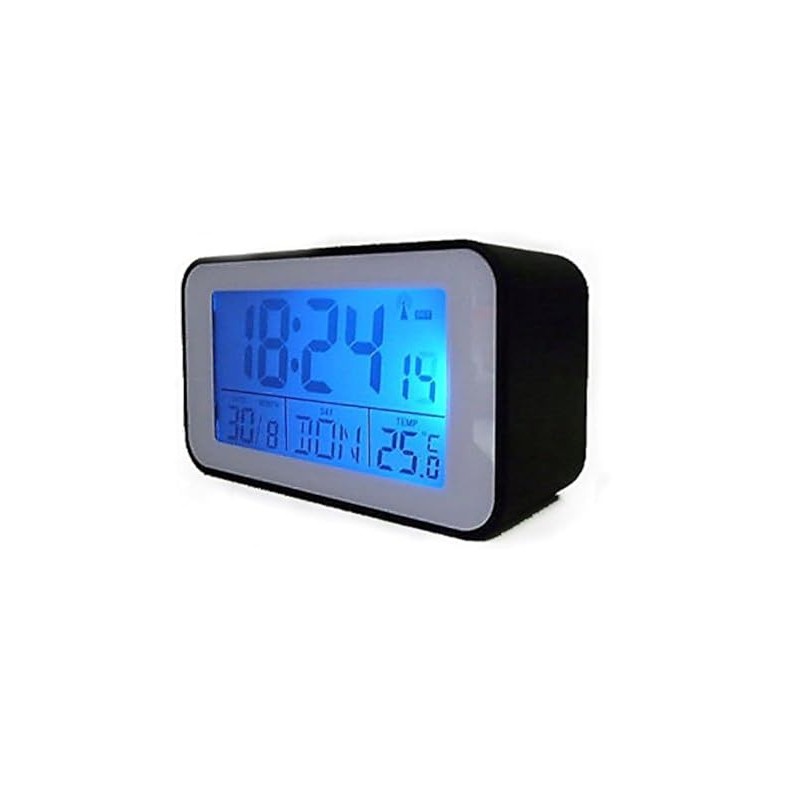 Clock Radio Alarm Clock with Thermometer (SN4491) in Black